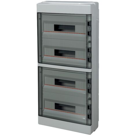 Centralino da parete, 72 (4x18) moduli, grigio, IP65, sportello in policarbonato fumè - Elettrocanali EC62072