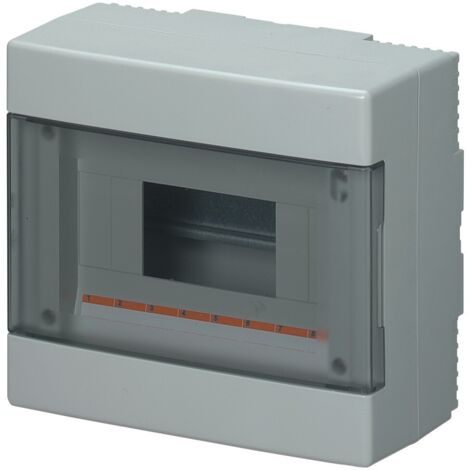 Centralino da parete, 8 moduli, grigio, IP40, sportello reversibile fumè - Elettrocanali EC60008