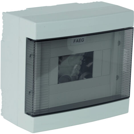 Centralino da parete 8 moduli grigio RAL 7035 con portello trasparente fumè 210x180x100mm IP40 FAEG - FG14408