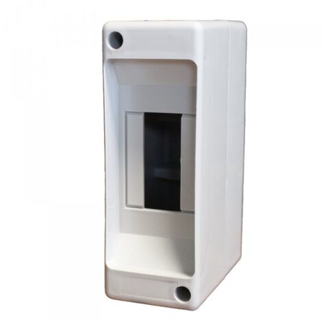 Centralino da parete con binario DIN stampato su base, 2 moduli, 130x45x86 mm, grigio RAL 7035, IP40, ideale per installazioni elettriche interne