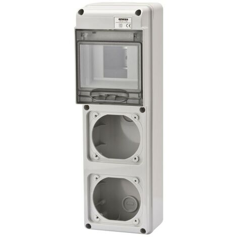 Centralita de 5 módulos Gewiss con 2 bridas para tomas de corriente industriales GW68018N