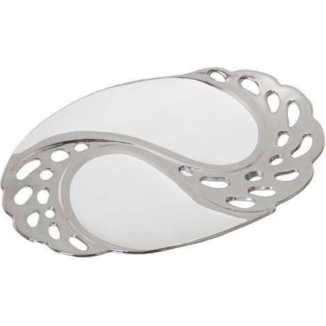 Centre Céramique Blanc/Argent 30X28X2,5 Cm