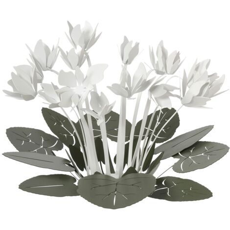 Centre de table décoratif Ciclamino Ø38 cm en fer, Vert Sauge et Blanc, Design floral pour table ou salon Fabriqué en Italie