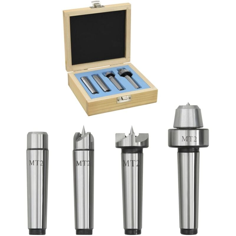 Centres de tour à bois 4 pcs MT2 Acier vidaXL
