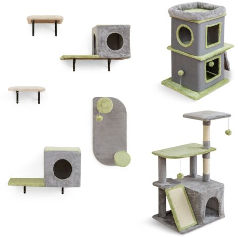 Centro attività per gatti con condominio e set di mobili per gatti a muro, 3 in 1 Set di mobili per gatti Grigio