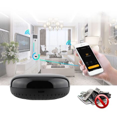 Centro de control Wi-Fi por infrarrojos, controlador inteligente por infrarrojos para el hogar, TV y aire acondicionado, ABS, 6,5 x 2,7 cm, cable USB, manual de usuario incluido.
