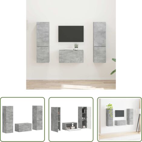 Centro de entretenimiento -  Conjunto de mueble de TV 5 pcs Gris Concreto
