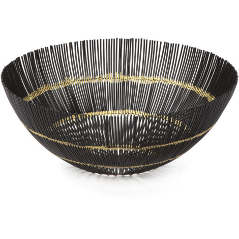 Centro De Mesa 38X38X15 Metal Negro/Dorado