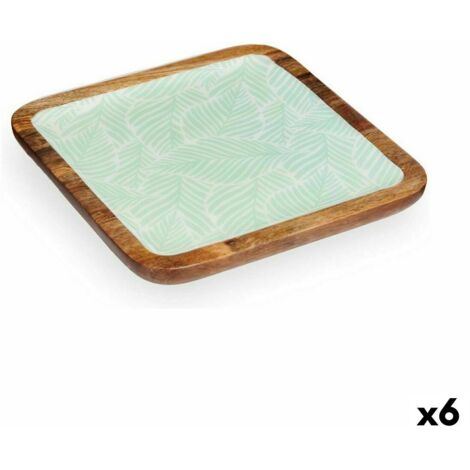 Centro de Mesa Blanco Marrón Verde Hoja de planta 25 x 25 cm (6 Unidades)
