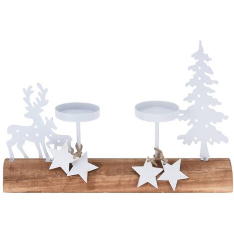 Centro de mesa de madera con vela