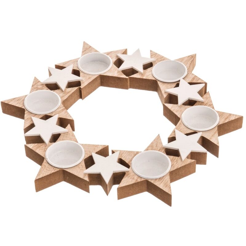 

Centro de mesa de Navidad con portavelas de madera natural de Ø 31 cm