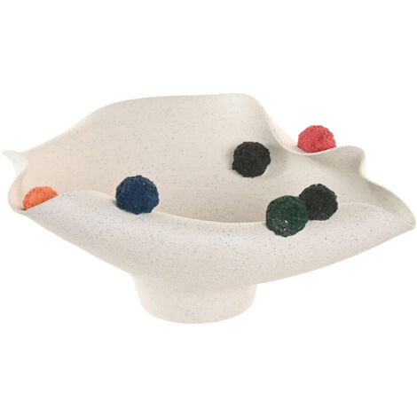 Centro Mesa Ceramica 47X38X20 Pompones Blanco