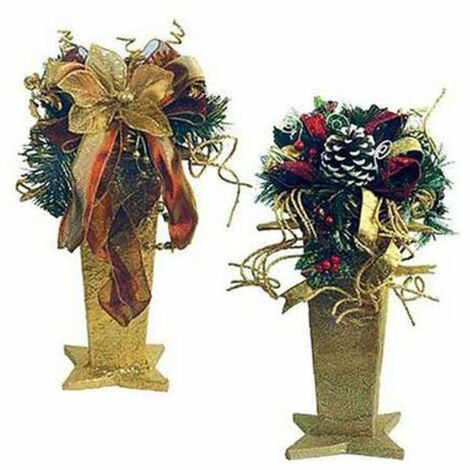 Centro tavola decorato natalizio h36 cm - colore oro/rosso - decorazione addobbo natale