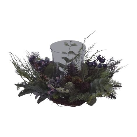Centrotavola Candele C/Pigne/ Mirtilli 50cm FLORA