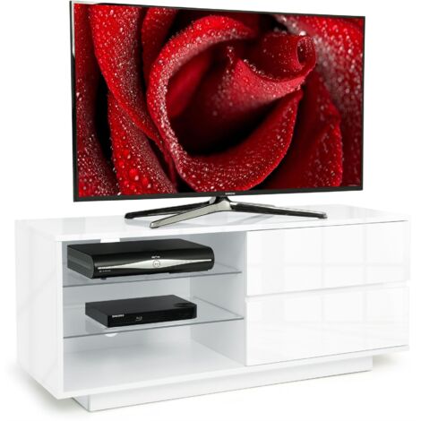 Centurion Gallus High Gloss White with 2-White Drawers & 3-Shelf 26"-55" LED/OLED/LCD TV Cabinet - Assembled
