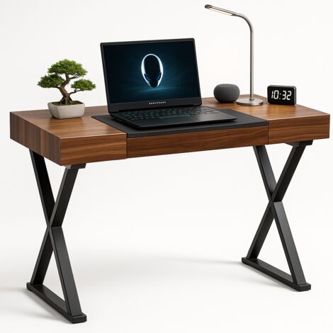 Centurion Supports ADONIS Walnut with Matte Black Legs Ergonomic Luxury Home Office Desk