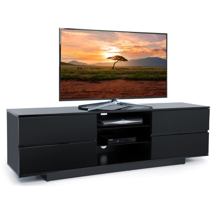Centurion Supports - Avitus Gloss Black with 4-Black Drawers & 3-Shelf 32'-65' led/ lcd / Plasma tv Stand