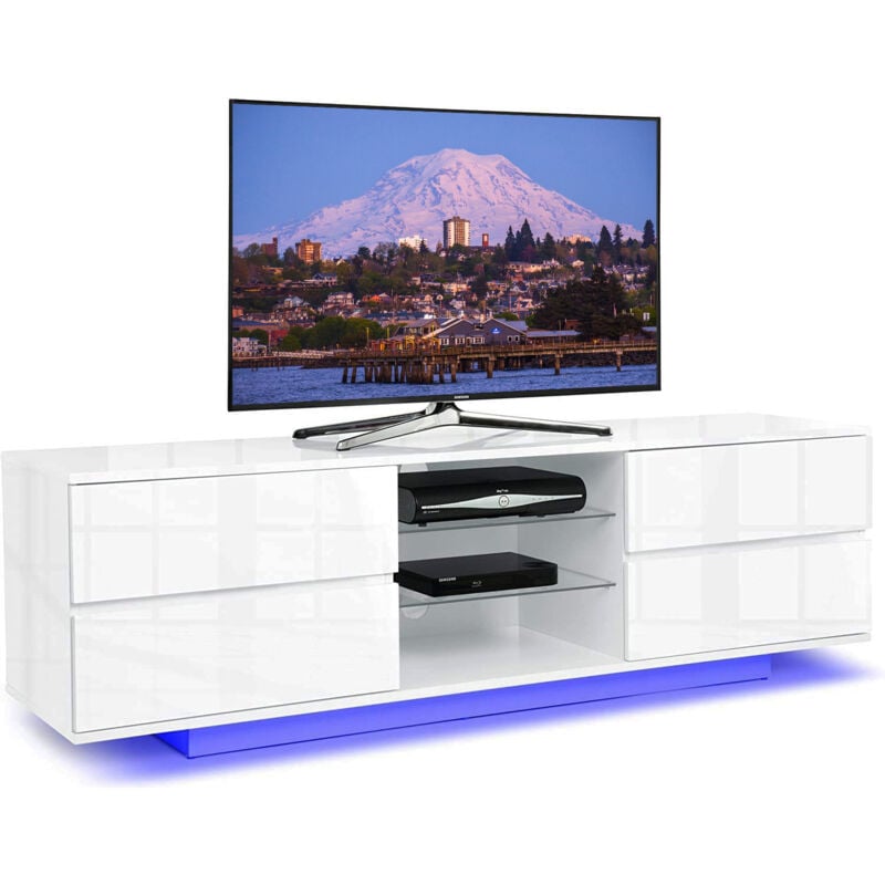 Centurion Supports Avitus Gloss White up to 65" LED/OLED/LCD TV Cabinet with 16 colour LED Lights