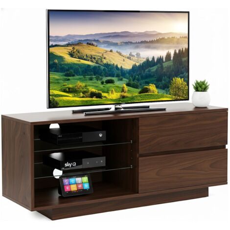 Centurion Supports Gallus Premium Walnut with 2-Walnut Drawers & 3-Shelves 32"-55" LED/ OLED / LCD TV Cabinet