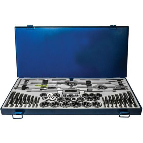Century Drill & Tool – 98958 Set di maschi e matrici frazionari in acciaio al carbonio, 58 pezzi, kit di attrezzi per applicazioni di taglio manuale, costruzione