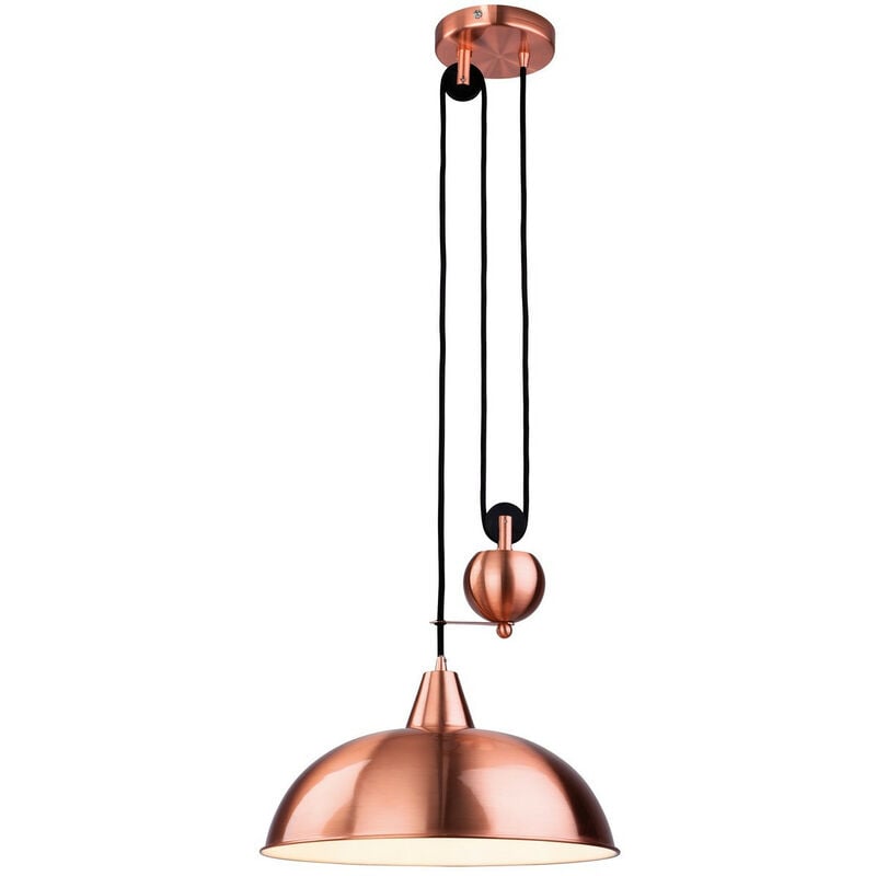 Firstlight Century - 1 Light Rise & Fall Dome Ceiling Pendant Brushed Copper, E27
