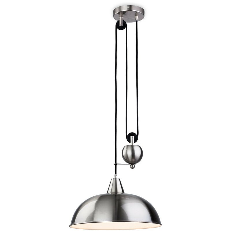 Firstlight Century - 1 Light Rise & Fall Dome Ceiling Pendant Brushed Steel, E27