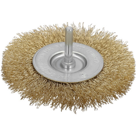 Cepillo Acero Latonado Disco. Ø 100 mm. Espiga 1/4"