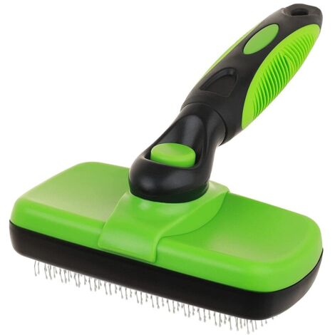 Cepillo autolimpiante para mascotas, negro/verde