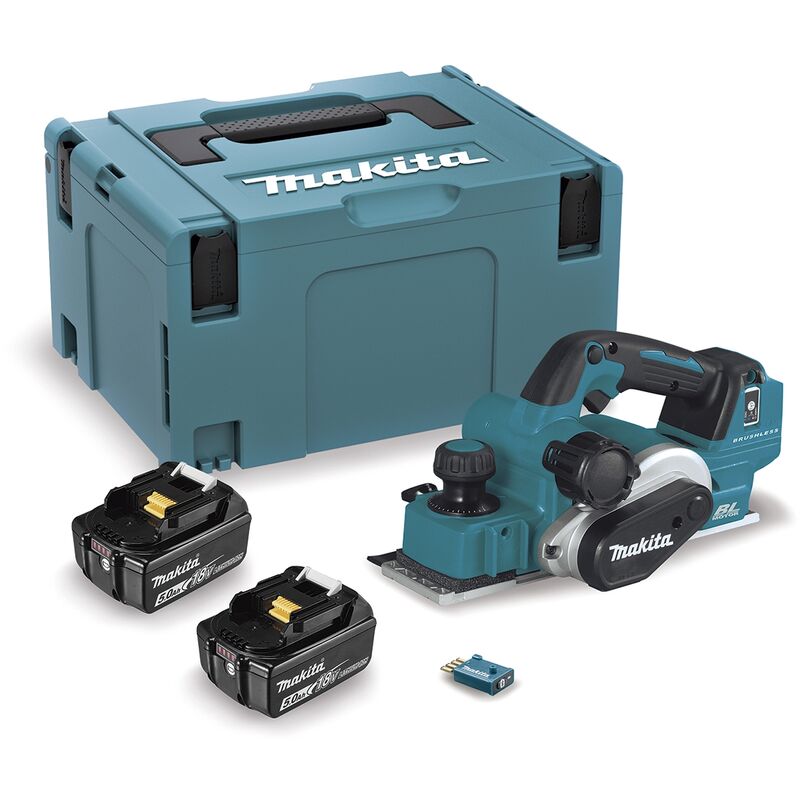 

Makita - Cepillo BL 18V LXT 5,0 Ah 82 mm AFT AWS DKP181RTJU con 2 Bater’as de 18V 5.0Ah