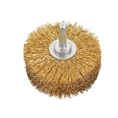 Cepillo circular acero latonado de alambre ondulado con vástago de 8 mm y filamento Ø 0.25 mm (80x35x25 )  Osborn 7003507061