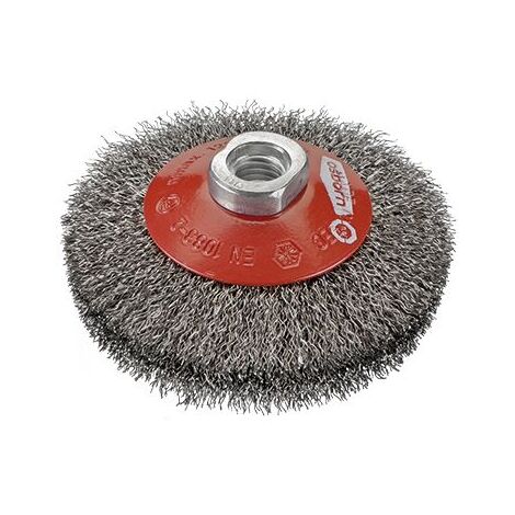 Cepillo cónico de inox ondulado con tuerca M14 y filamento de Ø 0.30 mm (100x10x20 )  Osborn 0002512361