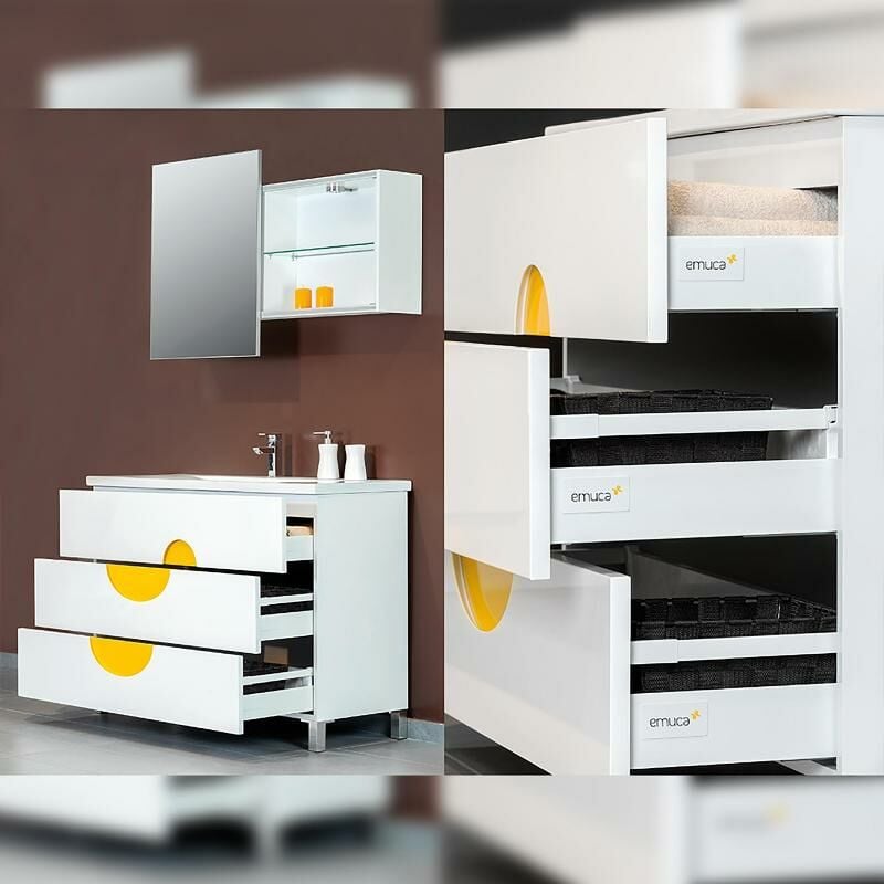 

kit cajón de cocina y baño vantage-q, cierre suave, 350, pintado blanco, acero - Emuca