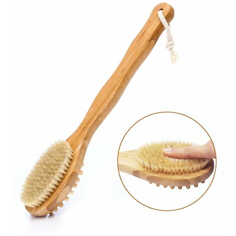 Cepillo corporal, cepillo de baño, cepillo de masaje, cepillo de espalda y cepillo seco, tres juegos de cepillos de masaje de cerdas naturales, cepillo de piel seca