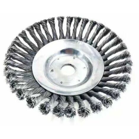 Cepillo cortador de cepillo para césped, cepillo recortador de malas hierbas, disco de cepillo de rueda de cepillo giratorio, cabezal de corte de alambre anudado cónico para cortacésped de 6" Tamaño: