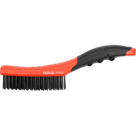 CEPILLO DE ALAMBRE DE ACERO DE 4 FILAS CON MANGO DE PLÁSTICO DE 260 MM - YT-6332