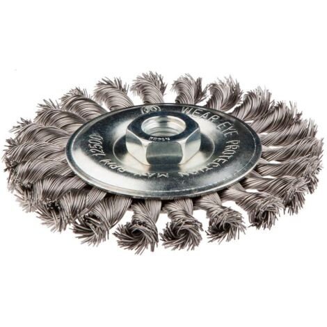 Cepillo de alambre de grafito de 125 mm - Acero inoxidable, M14 - para amoladoras angulares