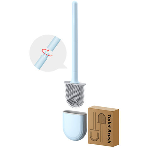 Cepillo de baño, cepillo de baño con rejilla de silicona, cepillo de baño con soporte de silicona y de fácil instalación, azul