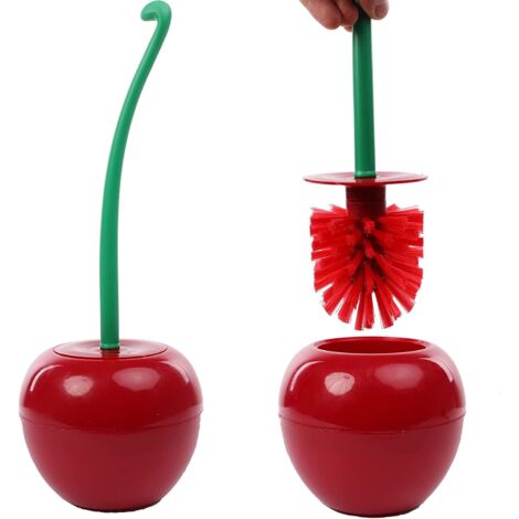 Cepillo de baño con forma de cereza y soporte Cepillo de baño de plástico Cepillo de baño Herramienta decorativa de limpieza de baño