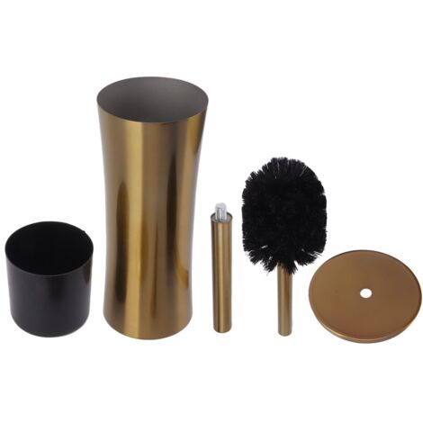 Cepillo de baño de acero inoxidable color plata con soporte: un kit de limpieza compacto e higiénico para el baño.