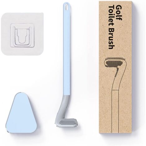 Cepillo de baño de silicona para golf, mango largo, base de silicona con apertura automática y antifugas (azul con base)