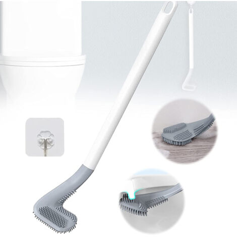Cepillo de baño flexible estilo golf de 360° con gancho – Silicona blanca, limpieza profunda