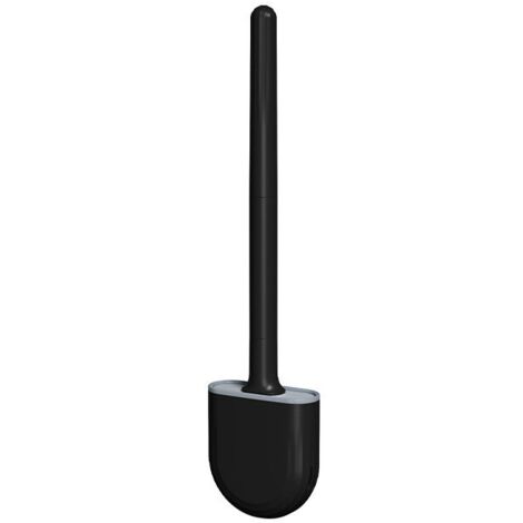 Cepillo de baño plano de silicona, 1 unidad, incluye cepillo y soporte para colgar, color negro.