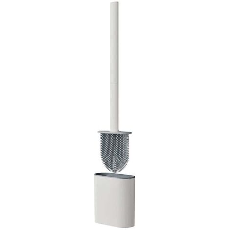 Cepillo de baño plano de silicona blanca: cepillo de baño con soporte, antigoteo, antibacteriano, de secado rápido y sin olor, para pared o suelo.