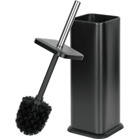 Cepillo de baño Teesa, negro mate, tubo de acero