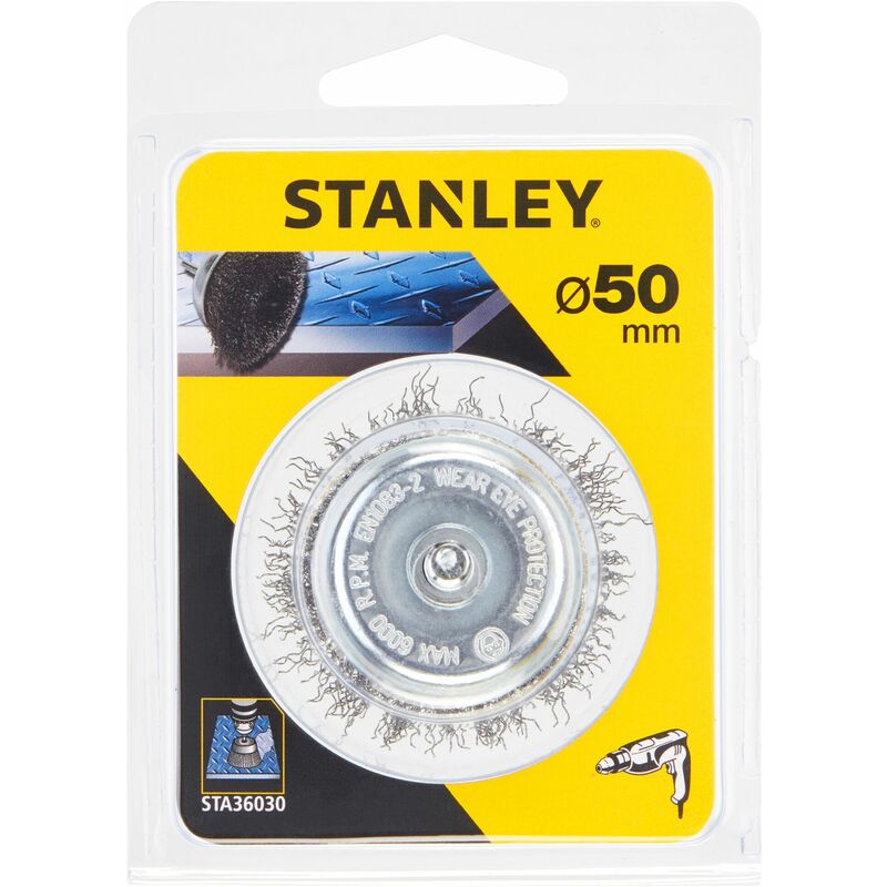 Stanley - Cepillo de copa ø 50 mm. Eje de 6 mm. Uso en metal.