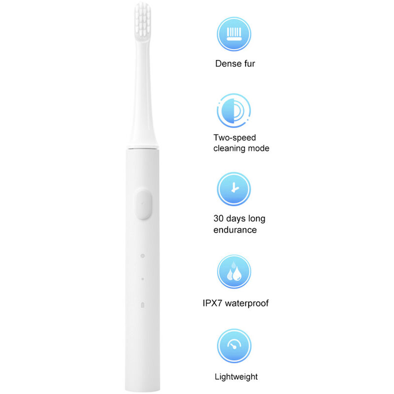 

Cepillo de dientes electrico T100 Cepillo de dientes para adultos USB Recargable Impermeable Dos modos,blanco