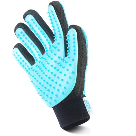 Cepillo de guante con depilador para muebles pequeños, medianos y grandes para perros y gatos (reduce eficazmente la pérdida de cabello), mano derecha azul claro