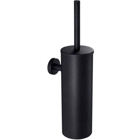 Cepillo de inodoro de pared de acero inoxidable 304 negro, acabado antierosión, fácil instalación, para una limpieza profunda