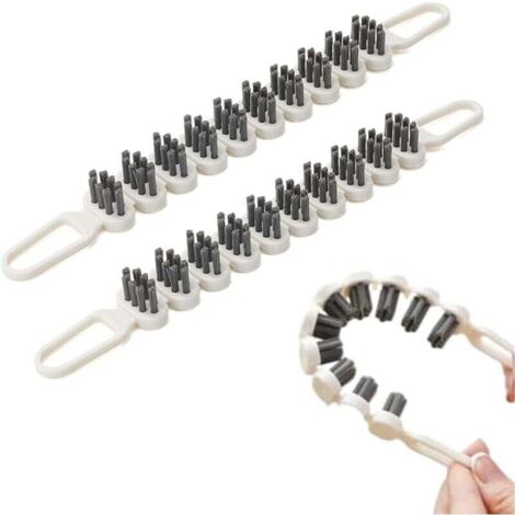 Cepillo de limpieza de juntas KZQ de 2 piezas: cepillo multifuncional flexible, cepillo de limpieza pequeño y fino con cerdas duras, cepillo de limpieza para el hogar, la cocina y el baño.