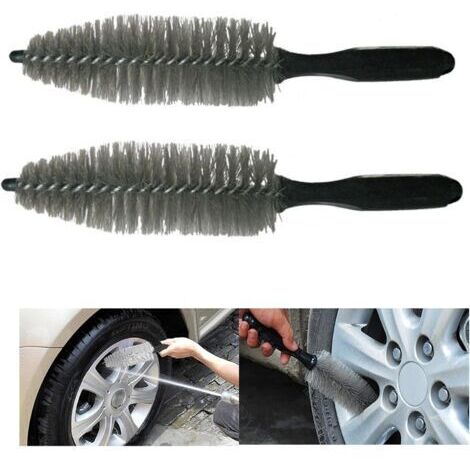 Cepillo de limpieza de llantas de coche Cepillos para llantas de coche Juego de cepillos para limpieza de ruedas de coche Neumático de bicicleta con cepillo de microfibra para llantas de limpieza util
